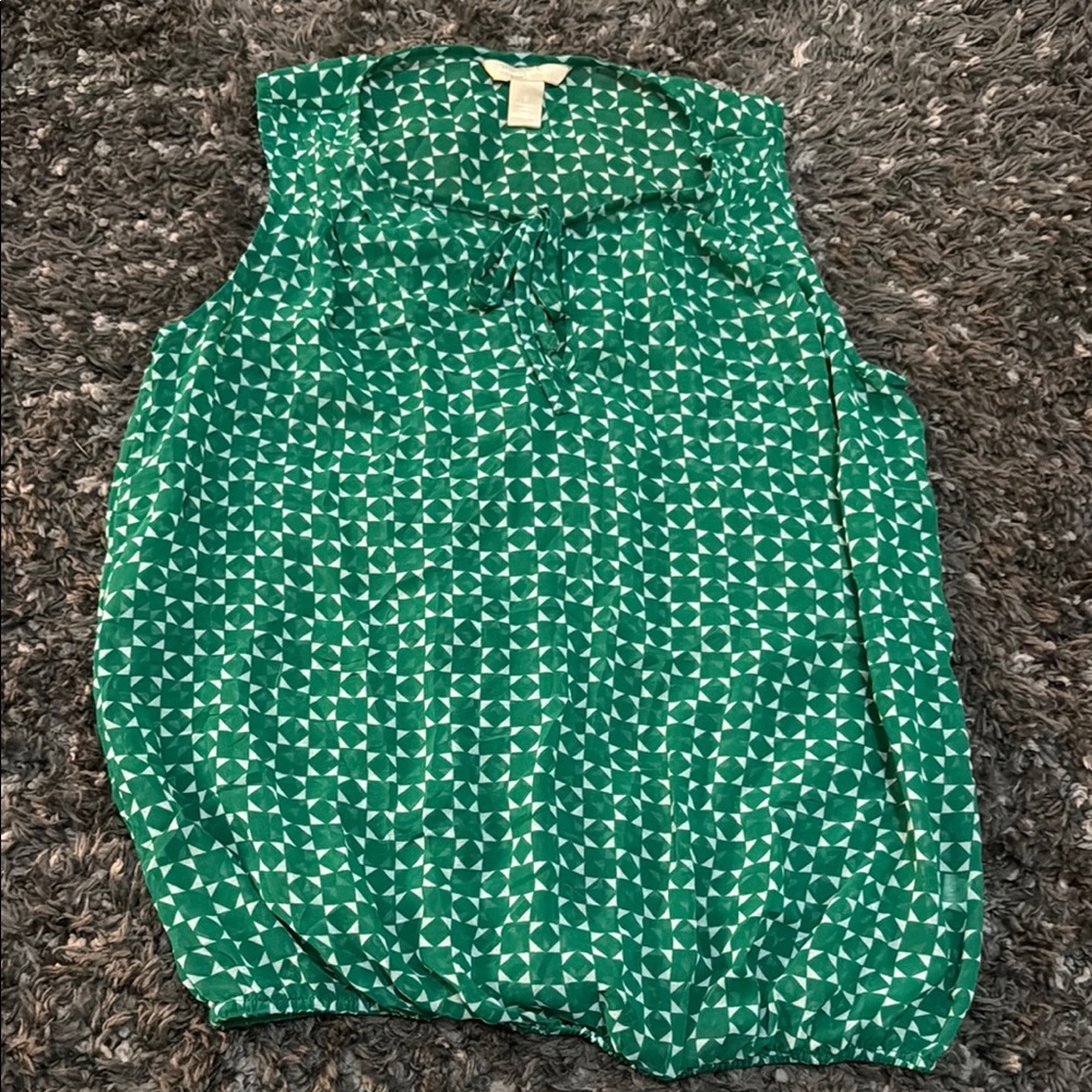 Banana Republic Green Ruffled Bib Collar Blouse